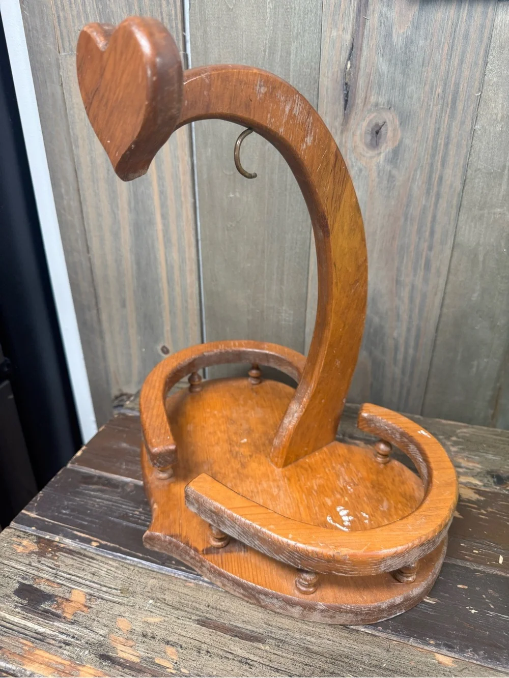 Wooden heart fruit basket